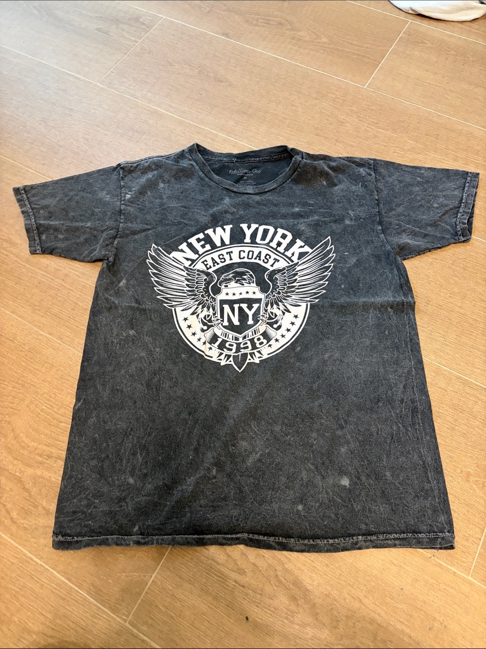 Rebellious One Black Crewneck NY Graphic Tee